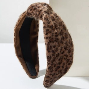 Serre-tête à la mode en peluche imprimé léopard avec un design élégant à nœud