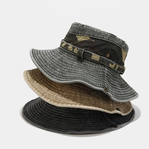 Chapeaux bobs camouflage d'extérieur à large bord et jugulaire en trois couleurs