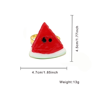 Detail showing watermelon napkin ring dimensions 4.7x4.5cm and 13g weight specifications