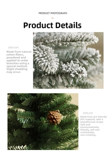 Detail of flocked Christmas tree branches made of natural cotton and eco-friendly PVC needles