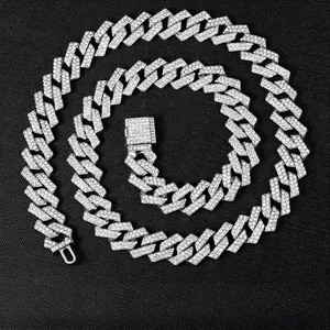 Cuban Link Chain Necklace Hip Hop Iced Out Rhinestone Alloy Jewelry For Men And Women Fashion Bling Accessory