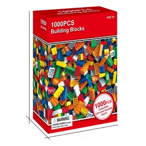 Box detail of 1000pcs building blocks showing age 6 plus and brand compatibility info