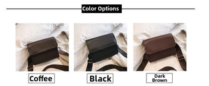 Three variants of vintage crossbody square bags in coffee, black, and dark brown colors