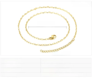 Detailed size specifications of stainless steel lip link chain necklace with lobster clasp