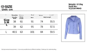 Tabella delle taglie per camicia a righe con misure dettagliate in centimetri