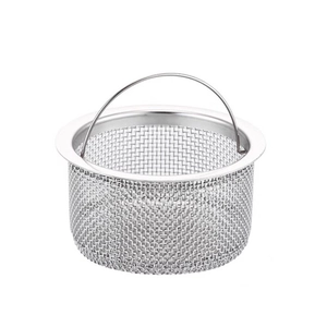 Stainless steel kitchen sink strainer with handle and fine mesh for drain filtration