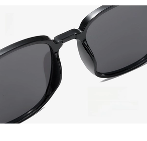 Detail of integrated nose pad on black vintage square sunglasses for comfort