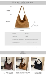 Detailed dimension chart for large capacity vintage tote bag with strap and body measurements