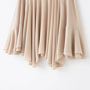Chic khaki layered top with irregular ruffle hem and textured chiffon fabric detail