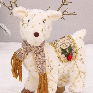 Decorazione renna di peluche di Natale stampa foglia oro regalo festa soprammobile