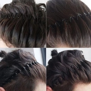 Invisible wave metal headband for men and women shown from multiple angles on hair