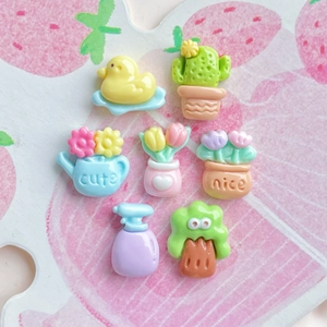 Mini Resin Charms Cartoon Flower Duck Cactus Tree Jewelry Making Accessories For DIY Phone Case Hair Clip Earrings Cute Kawaii