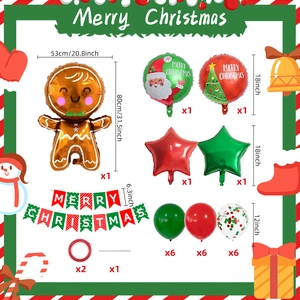 Liste détaillée des ballons de Noël incluant l'homme d'épice et la bannière de Noël