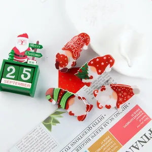 Santa Claus Gnome Christmas Wooden Perpetual Calendar Festive Acrylic Hair Claw Clip Holiday Home Decor Accessory