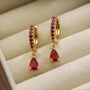 Orecchini Pendenti A Goccia Rame Placcato Oro Zircone Elegante Gioielli Alla Moda Per Donne