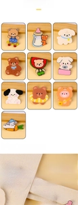 Detailed view of cute cartoon bear acrylic pins decorated on a canvas backpack strap