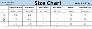 Tableau des tailles détaillé pour le t-shirt à manches triple couche avec mesures