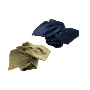 Japanese retro solid color velvet bow hair tie in navy blue and olive green