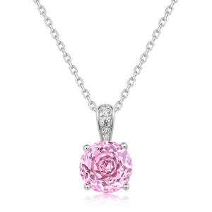 Pink millennium rose cut zircon pendant necklace with S925 silver chain for women