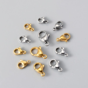 Various sizes of lobster clasps in gold and silver finish for jewelry making