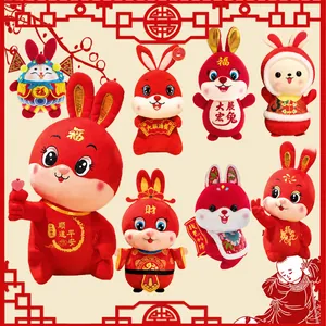 Collezione di peluche a forma di coniglio rosso per i regali del Capodanno cinese