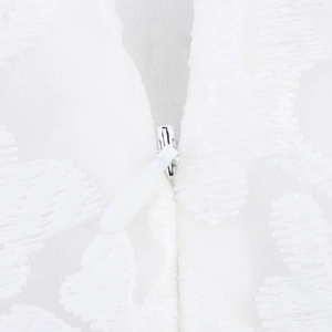 Elegant white backless lace maxi dress with invisible zipper and textured fabric