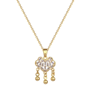 Luxurious gold titanium steel necklace featuring a crystal-encrusted auspicious cloud lock