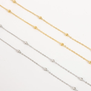Polished stainless steel satellite chain with beads in gold and silver finishes