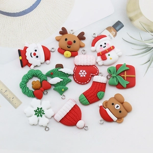 DIY Resin Christmas charms including Santa, elk, and snowman for jewelry making