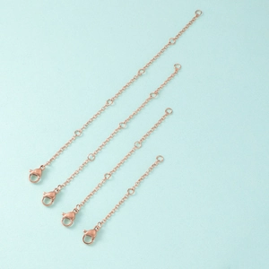 Rose gold stainless steel extension chains with lobster clasps for jewelry adjusting