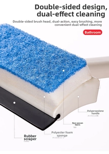 Detail showing non-woven fabric brush, foam sponge layer and rubber squeegee blade