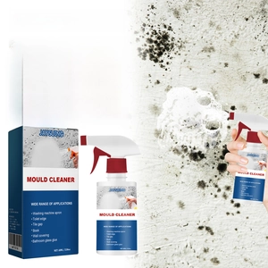 Detail of 60ml mould cleaner spray showing before and after tiles cleaning effect