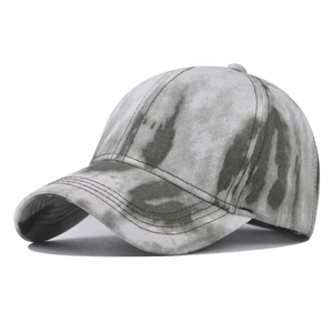 Casquette de baseball en coton avec motif tie-dye gris et blanc effet marbré
