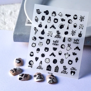 Adesivi Per Nail Art In Rilievo 5D Animali Cartoni Animati Neri Fenicottero Gatto Impermeabile Decorazione Manicure