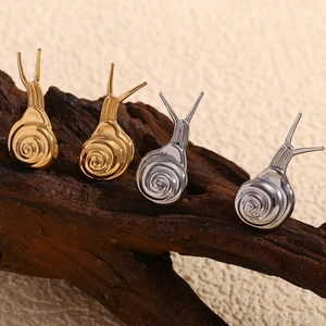 Snail Shape Stud Earrings 18K Gold Plated Stainless Steel Creative Animal Jewelry For Women