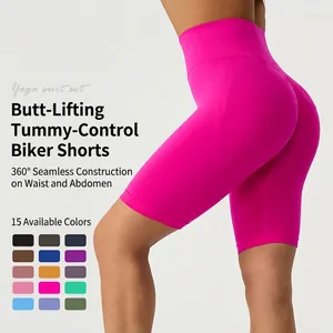 Women's High Waist Seamless Butt Lifting Biker Shorts Tummy Control Yoga Running Fitness Shorts Solid Color Sporty Bottom