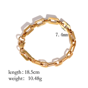 Dettaglio del bracciale a catena a graffetta in acciaio inossidabile placcato oro 18k