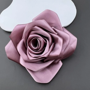 Elegant 11cm handmade satin rose flower accessory in dusty pink for DIY fashion decor