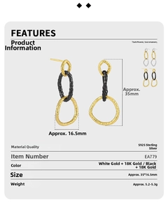 Detailed view of S925 sterling silver earrings with irregular textured geometric rings
