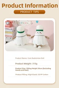Detail of creative shuttlecock plush toy with 30cm height and soft PP cotton filling