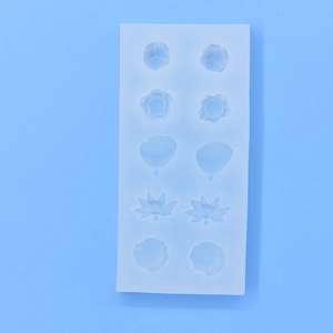 10-cavity lotus and lotus leaf silicone mold for DIY cake baking and soap making