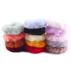 Plush faux fur scrunchies in various vibrant colors for high elastic ponytail styling