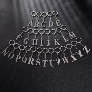 Stainless Steel Alphabet Letter Keychain Uppercase Initial Pendant Polished Non Fading Key Ring For Men Women