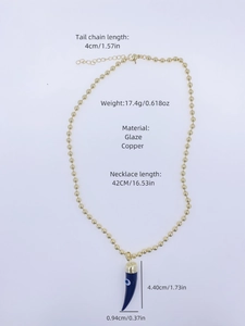 Detailed size specifications for 18k gold plated copper devil eye horn necklace