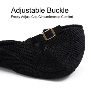 Breathable black mesh ivy cap with adjustable metal buckle for comfortable custom fit