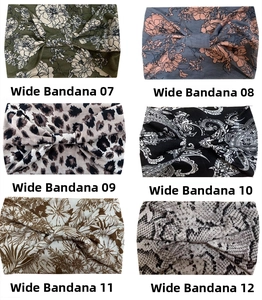 Selection of six elastic wide headbands featuring floral, leopard, and paisley prints