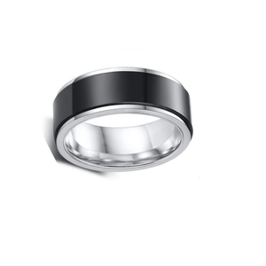 Drehbarer Titanstahlring für Herren mit Anti-Angst-Fidget-Design in Schwarz und Silber