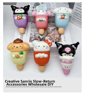Detail of Sanrio characters slow rebound squishy toys shaped like ice cream cones