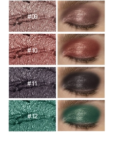 Detail swatches and eye makeup effects for shimmer eyeshadow stick shades #09 to #12