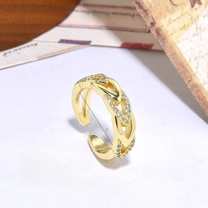 Macro shot of 18K gold plated evil eye ring with white cubic zirconia and 16mm inner diameter